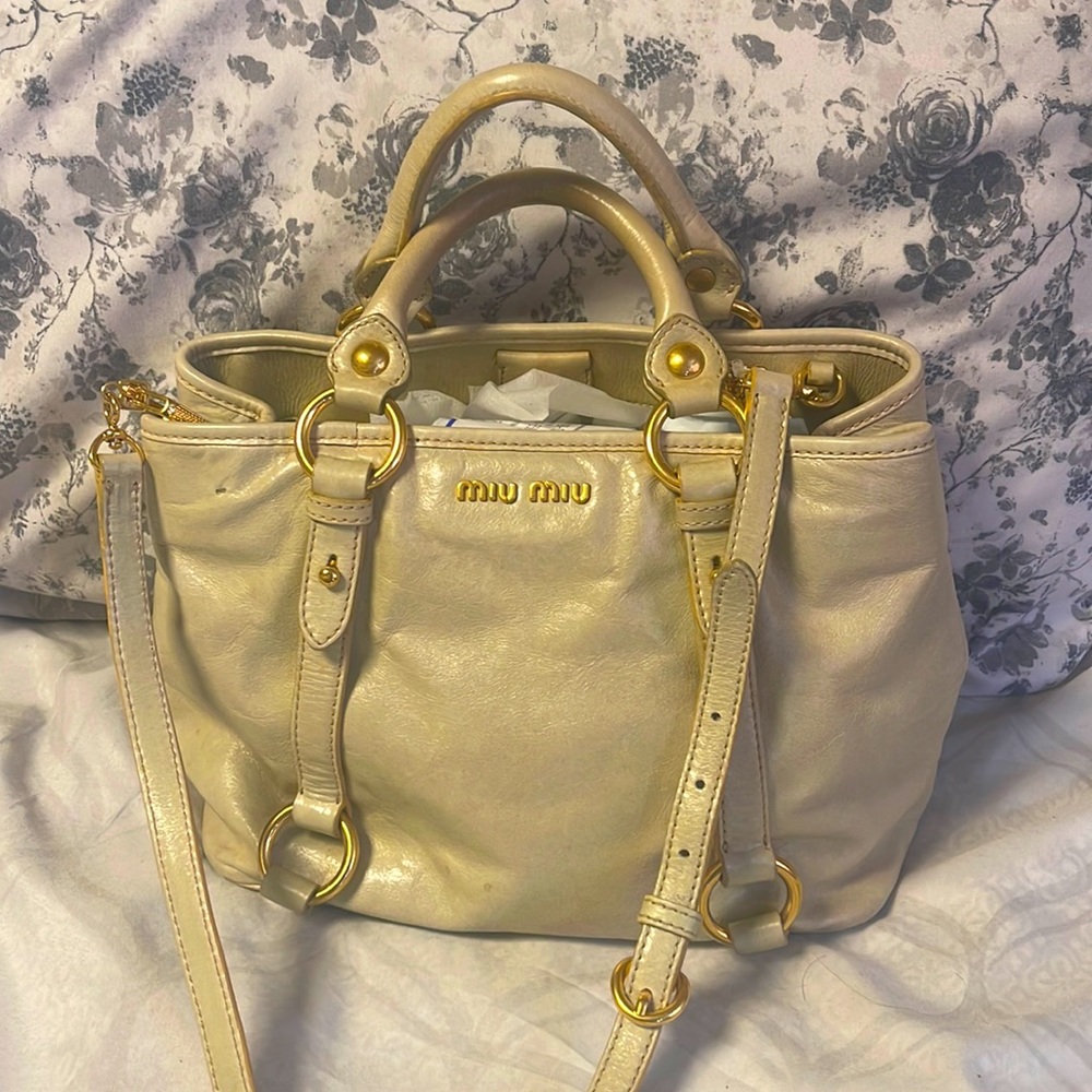 Authentic Miu Miu 2 Way Leather Bag With Detachab… - image 1